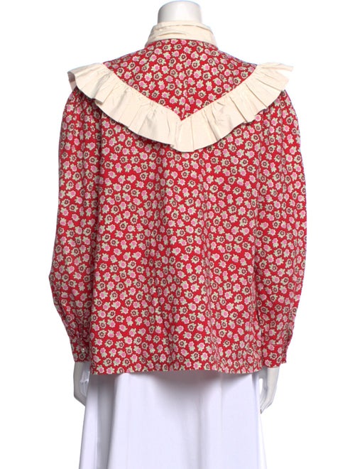 Batsheva Floral Print Tie Neck Blouse