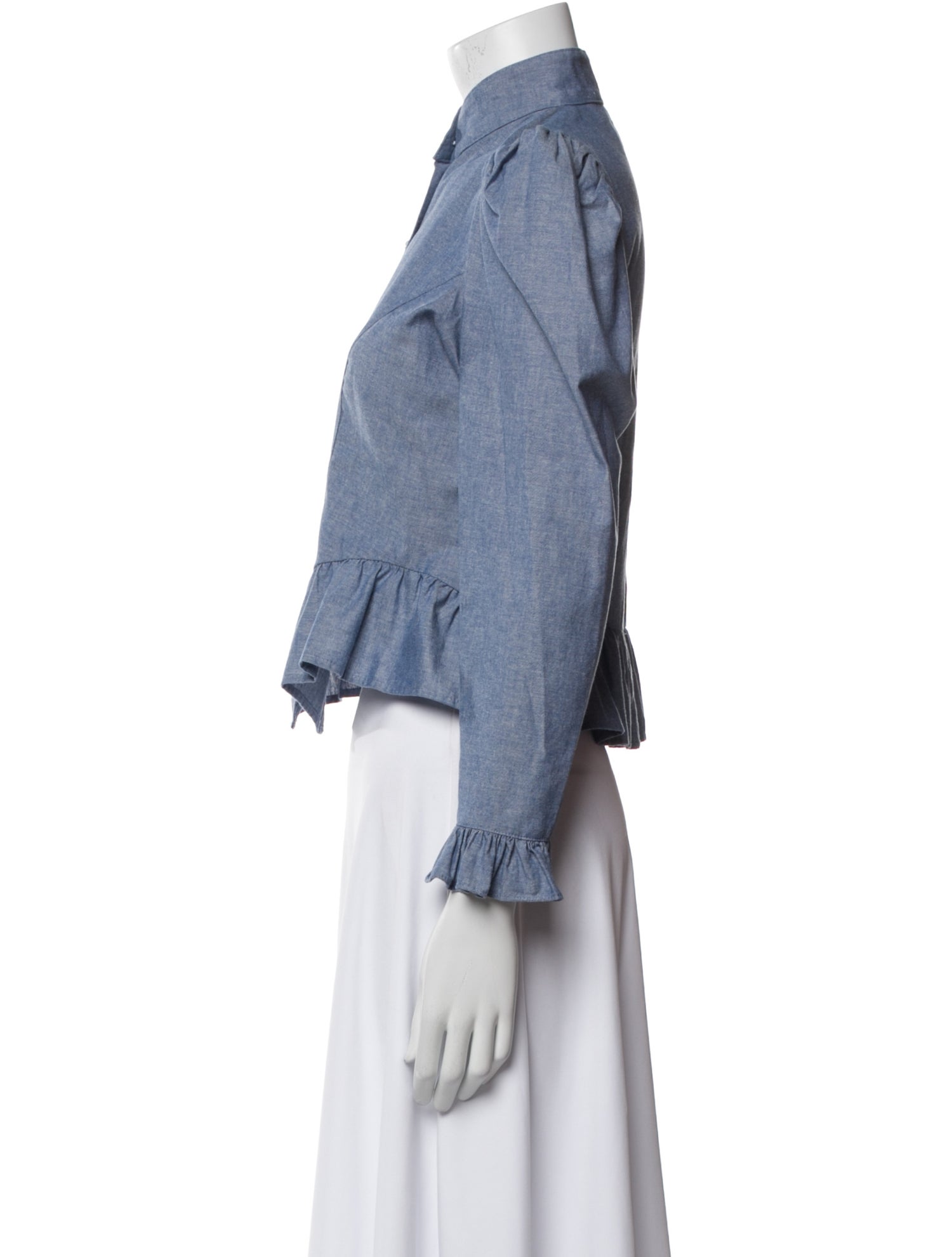 Batsheva Mock Neck Long Sleeve Button-Up Top