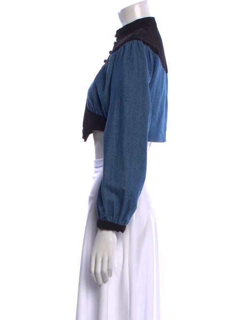 Batsheva Colorblock Pattern Mock Neck Crop Top