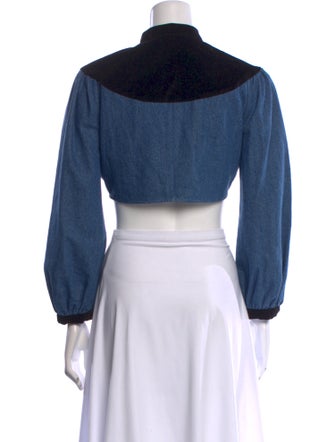 Batsheva Colorblock Pattern Mock Neck Crop Top