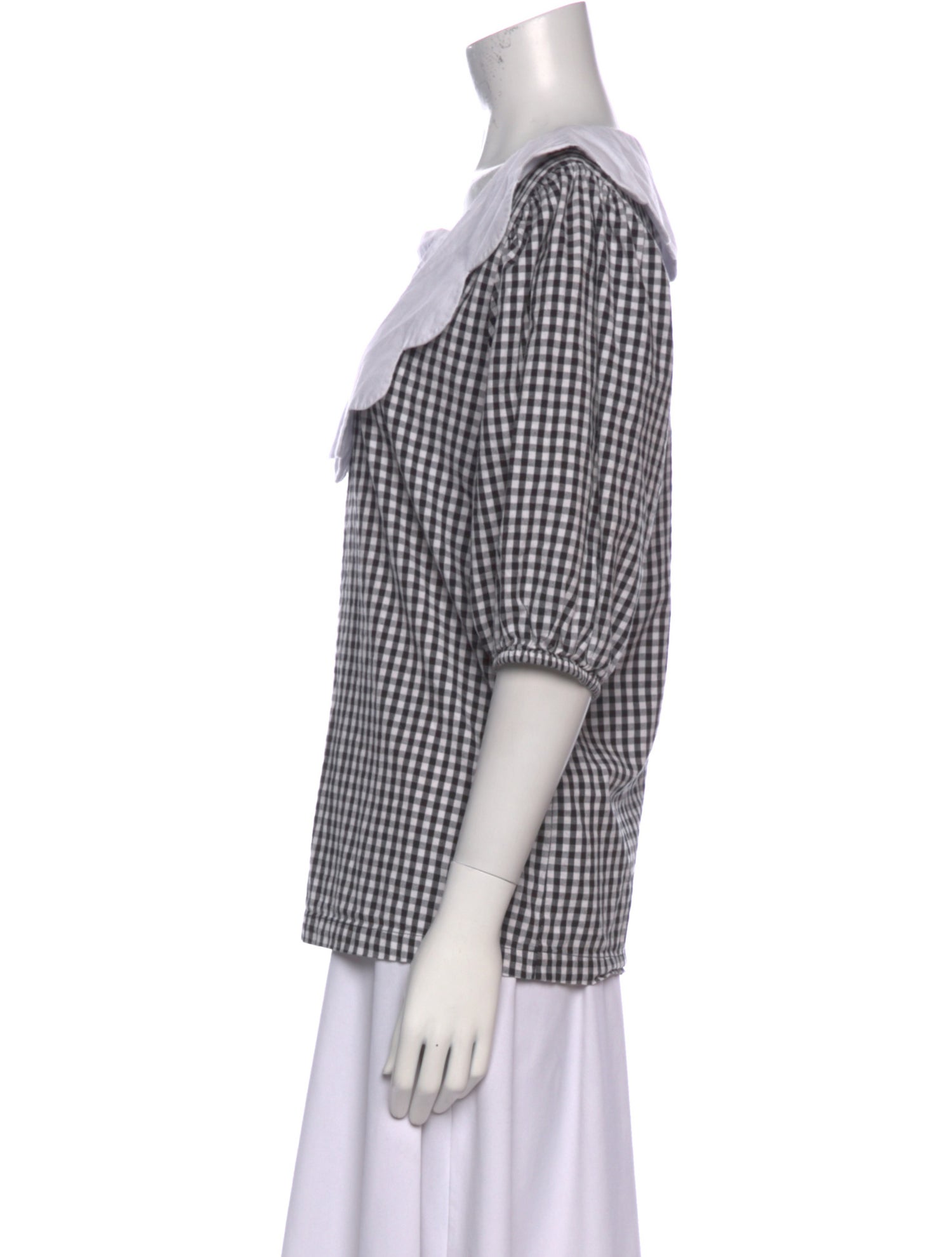 Batsheva Plaid Print Square Neckline Blouse