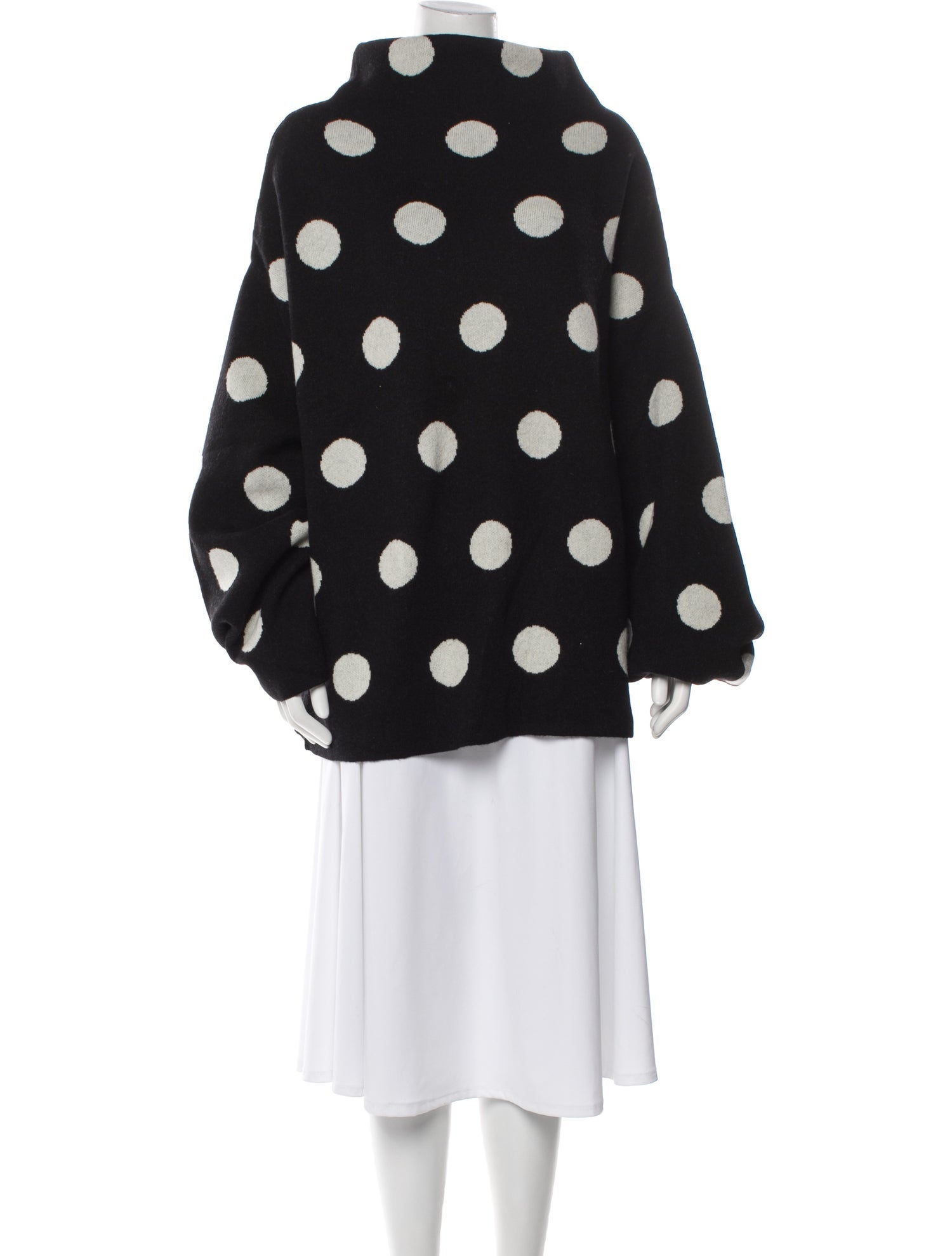 Batsheva Merino Wool Polka Dot Print Sweater
