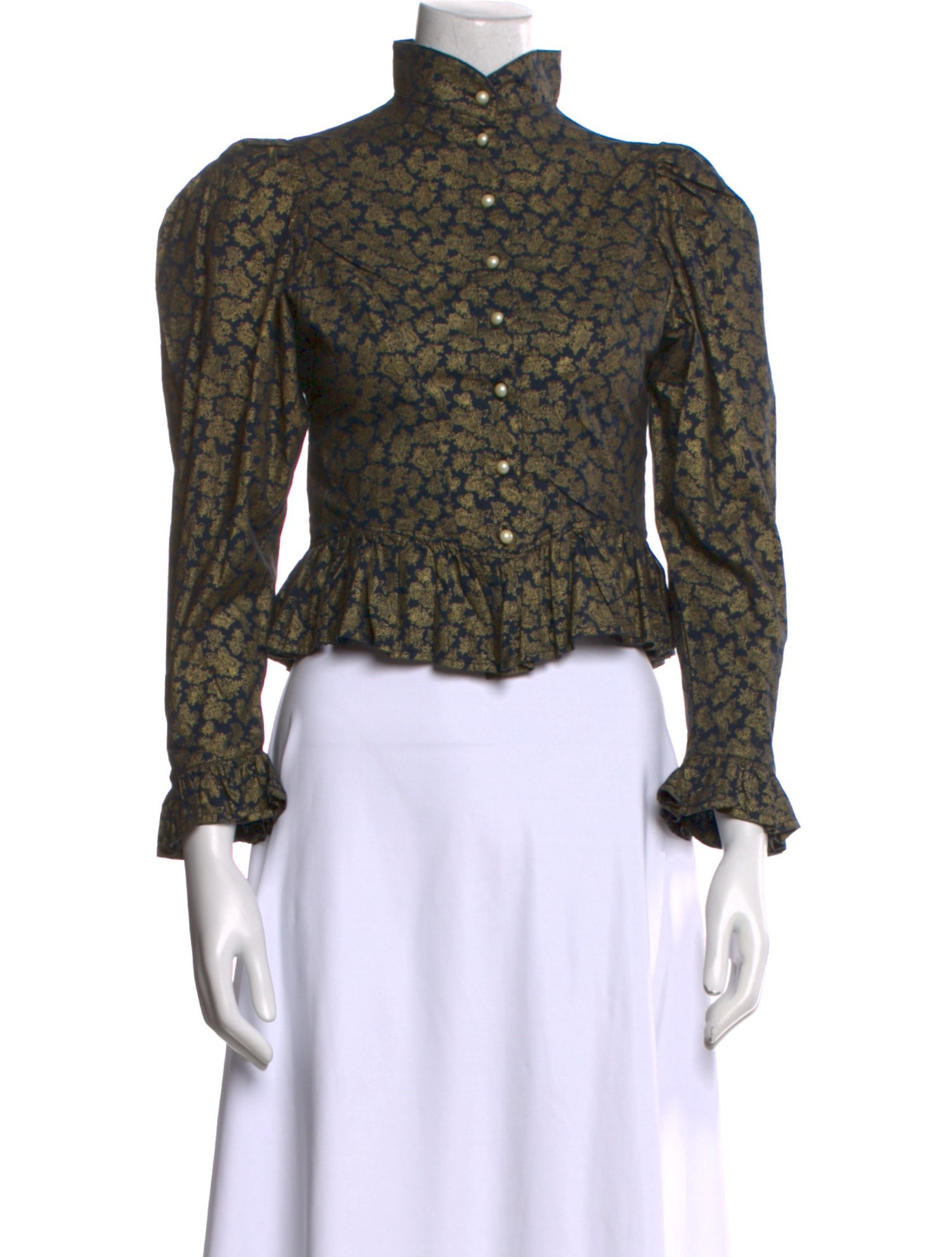 Batsheva Floral Print Mock Neck Crop Top