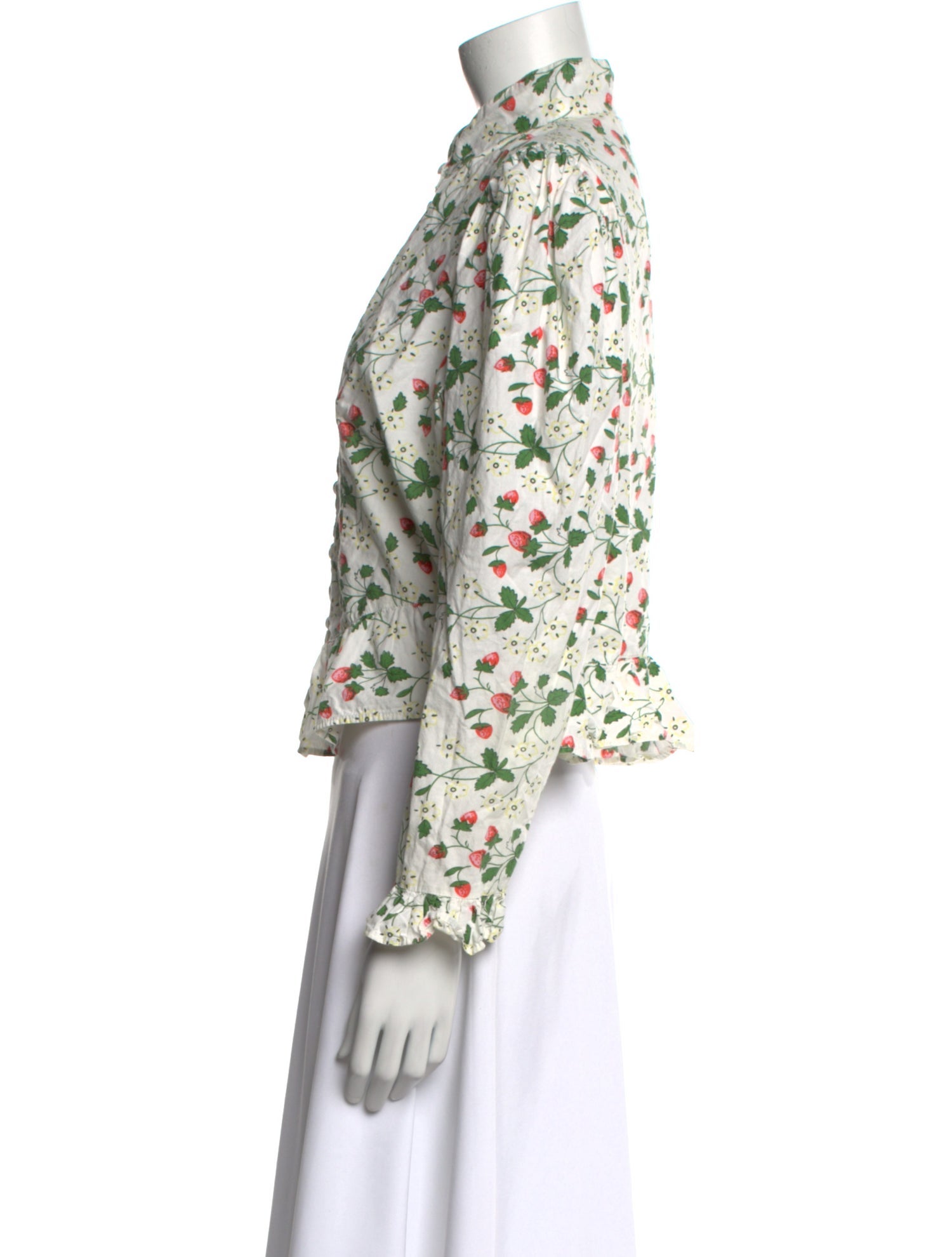 Batsheva Floral Print Mock Neck Blouse