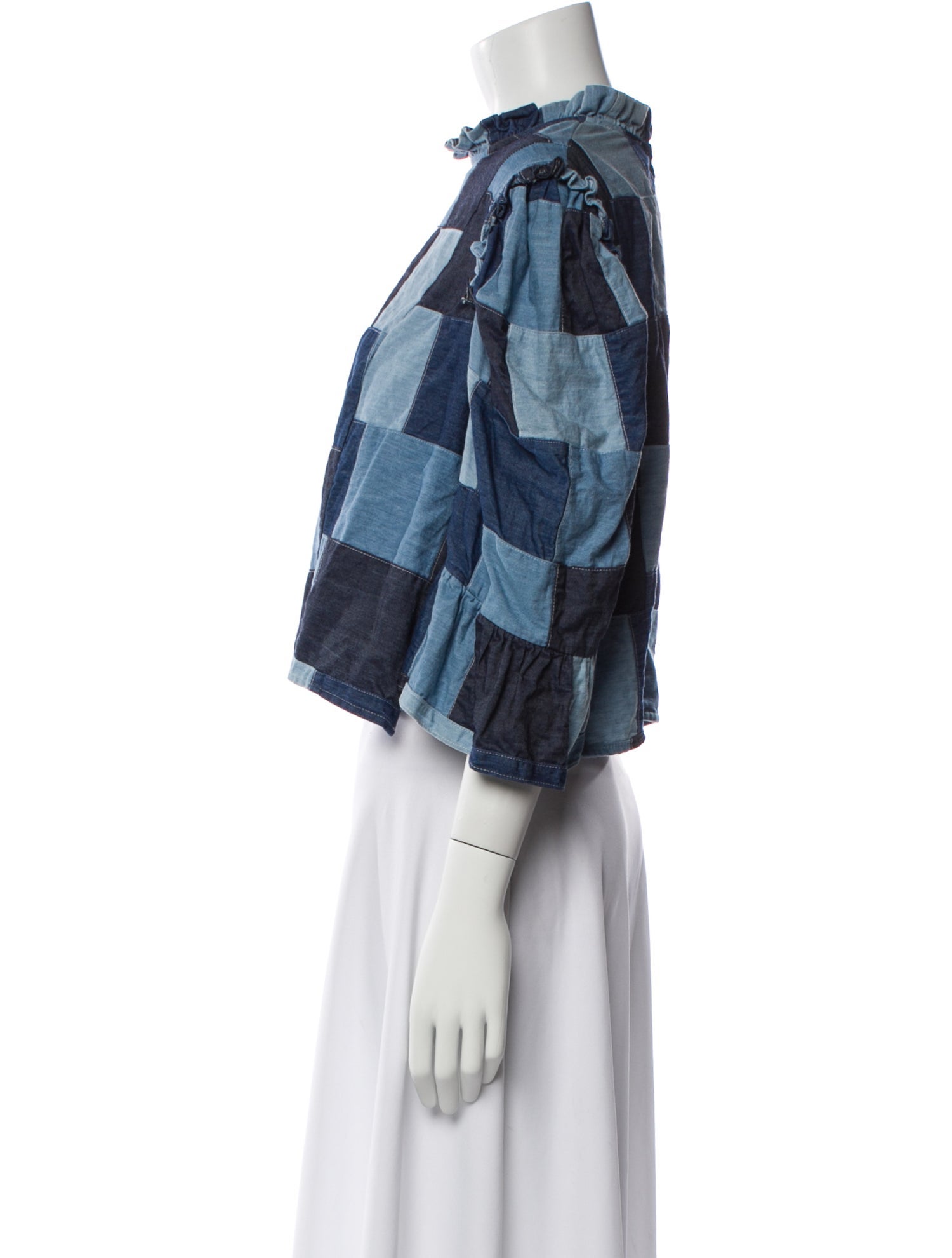 Batsheva Plaid Print Mock Neck Crop Top