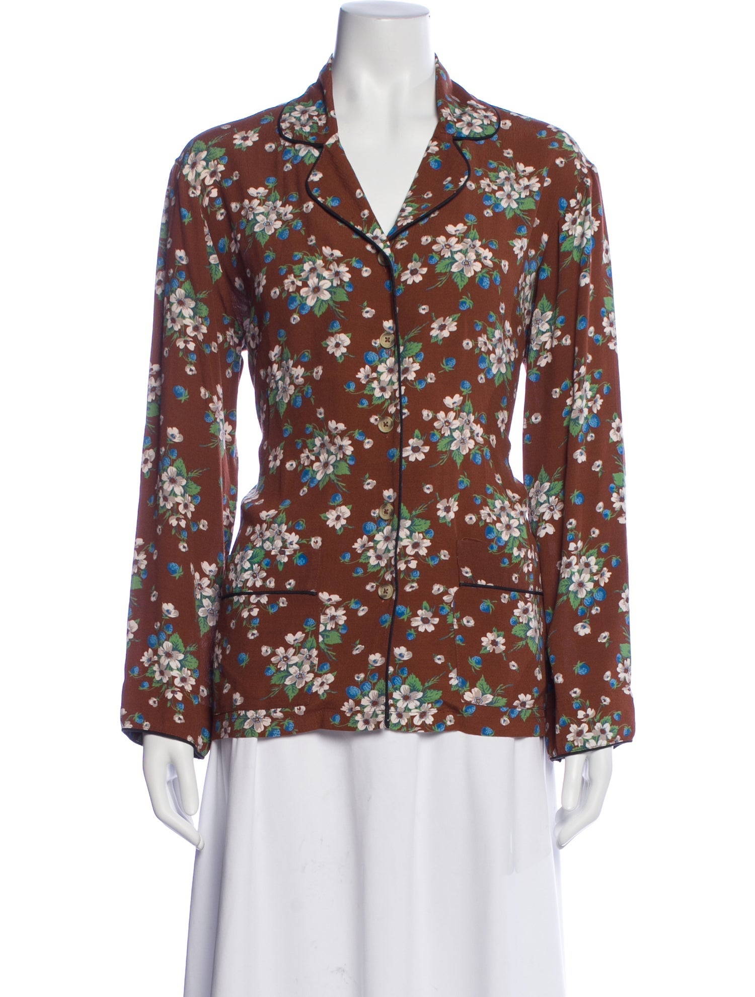 Batsheva Floral Print Long Sleeve Blouse