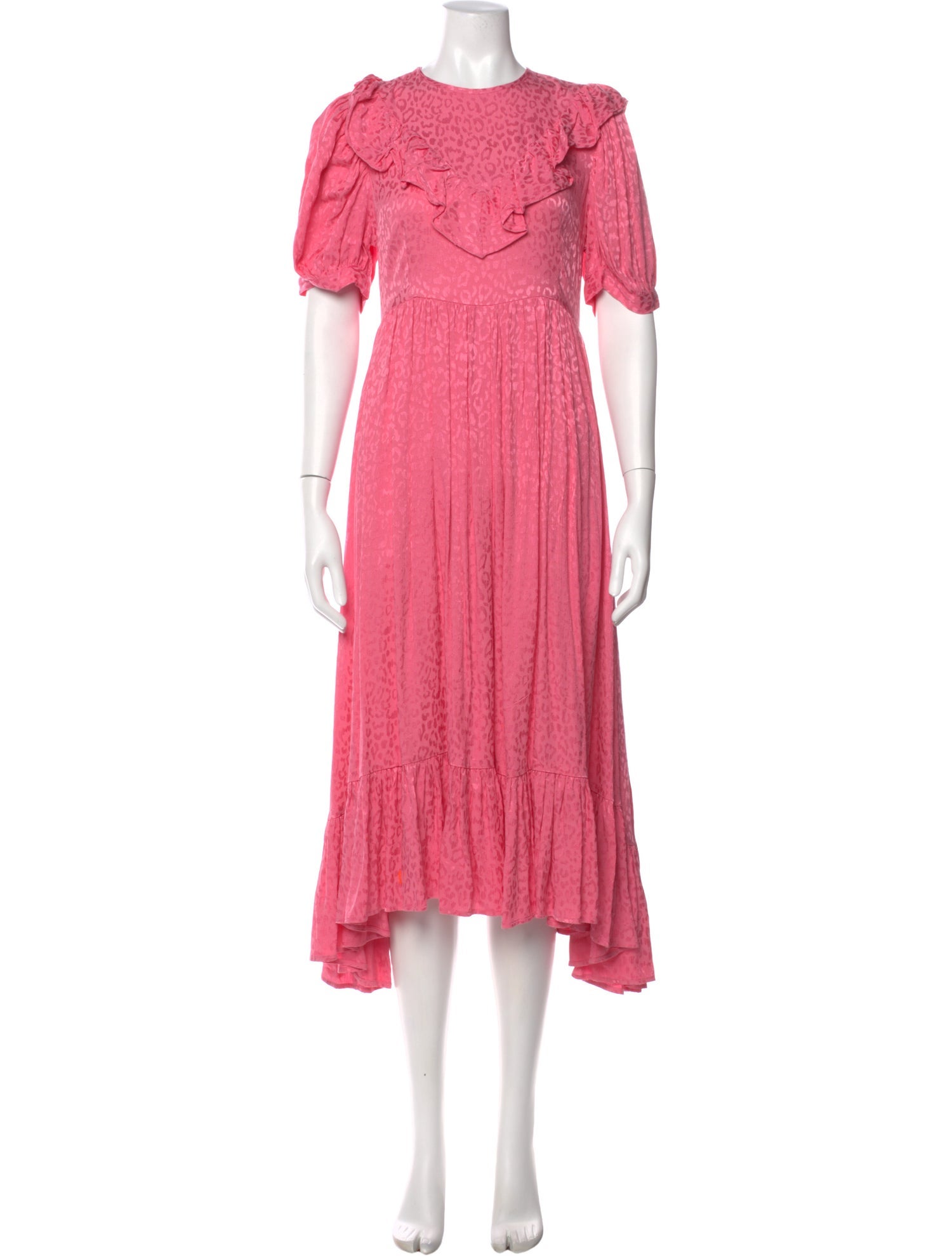 batsheva pink dress Silk Midi Length Dress