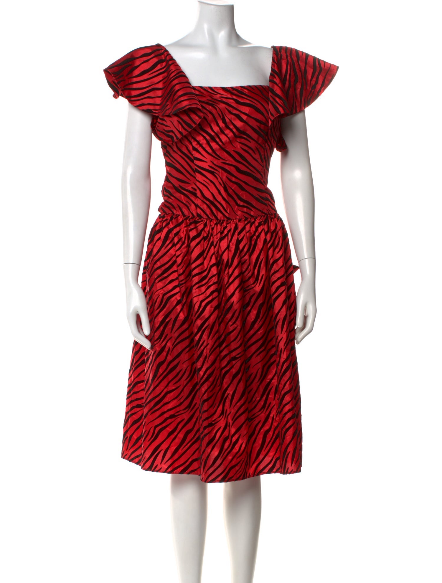 batsheva red dress Apron Dress in Red Floral 0 / Red