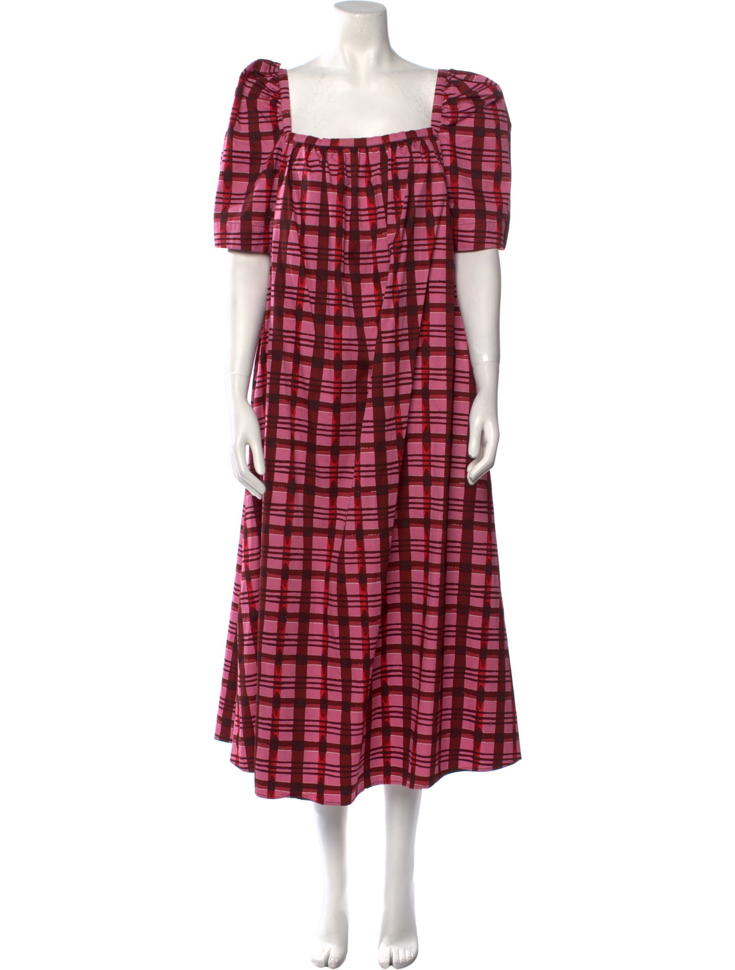 Baum und Pferdgarten Plaid Print Long Dress