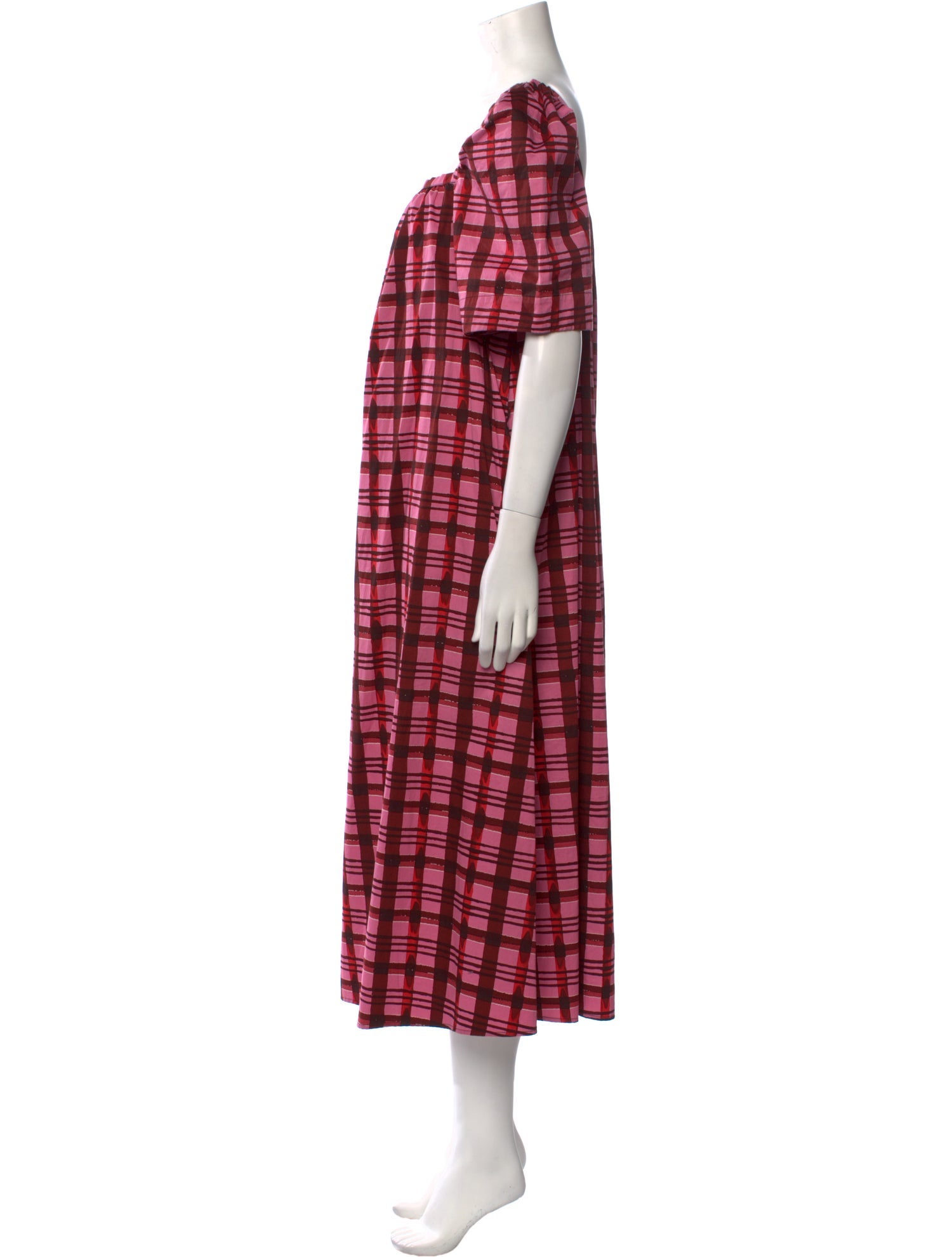 Baum und Pferdgarten Plaid Print Long Dress