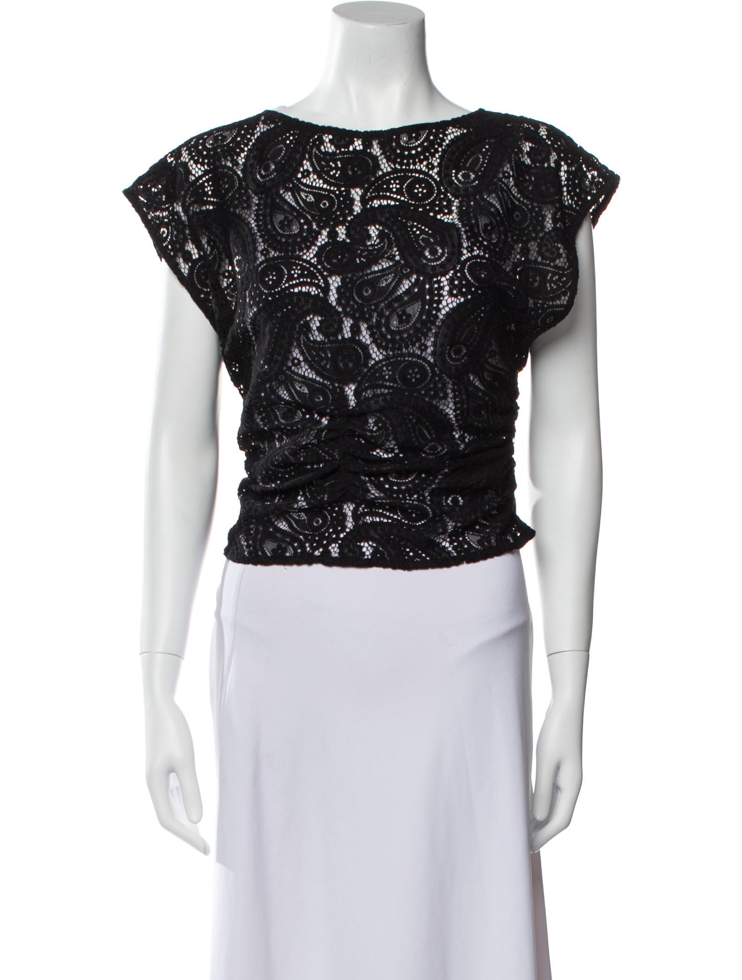 Baum und Pferdgarten Lace Pattern Bateau Neckline Crop Top