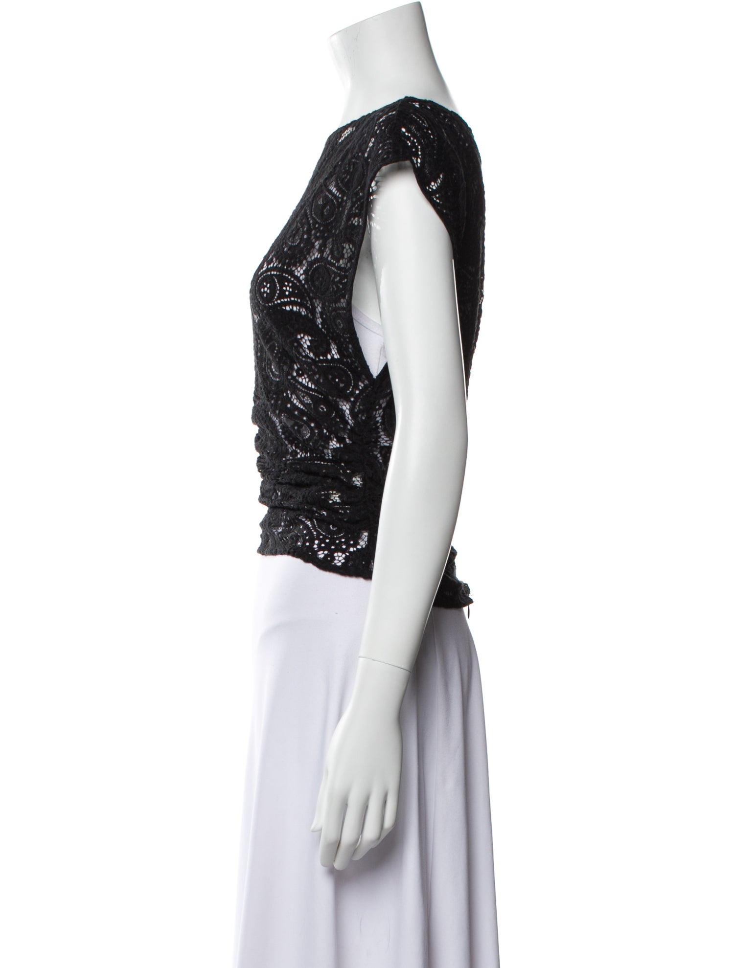 Baum und Pferdgarten Lace Pattern Bateau Neckline Crop Top