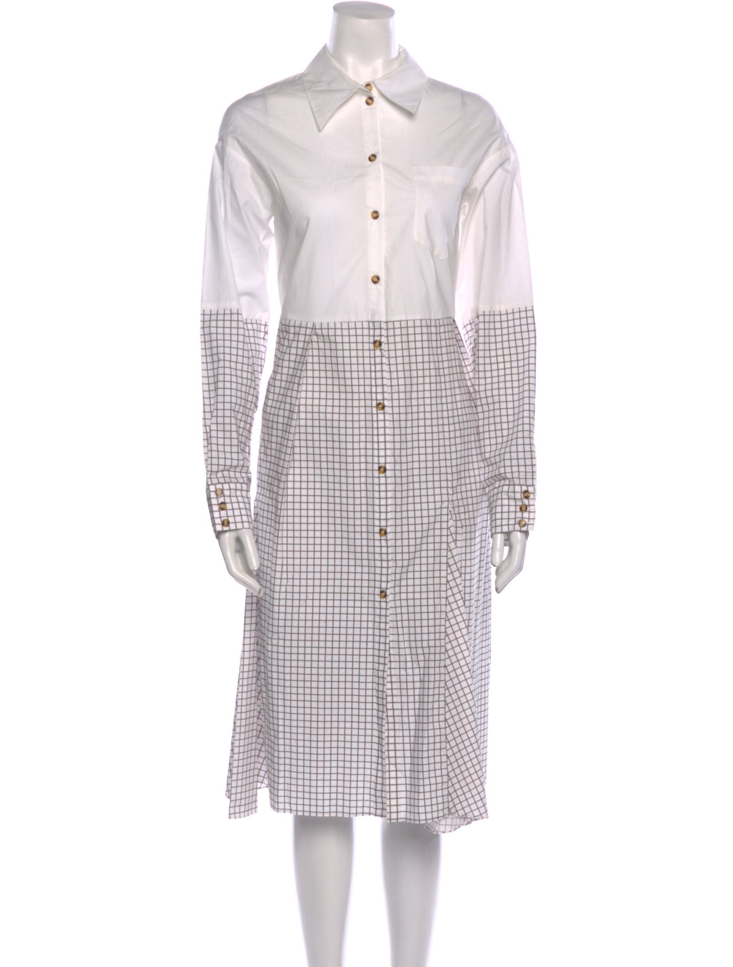 Baum und Pferdgarten Plaid Print Midi Length Dress