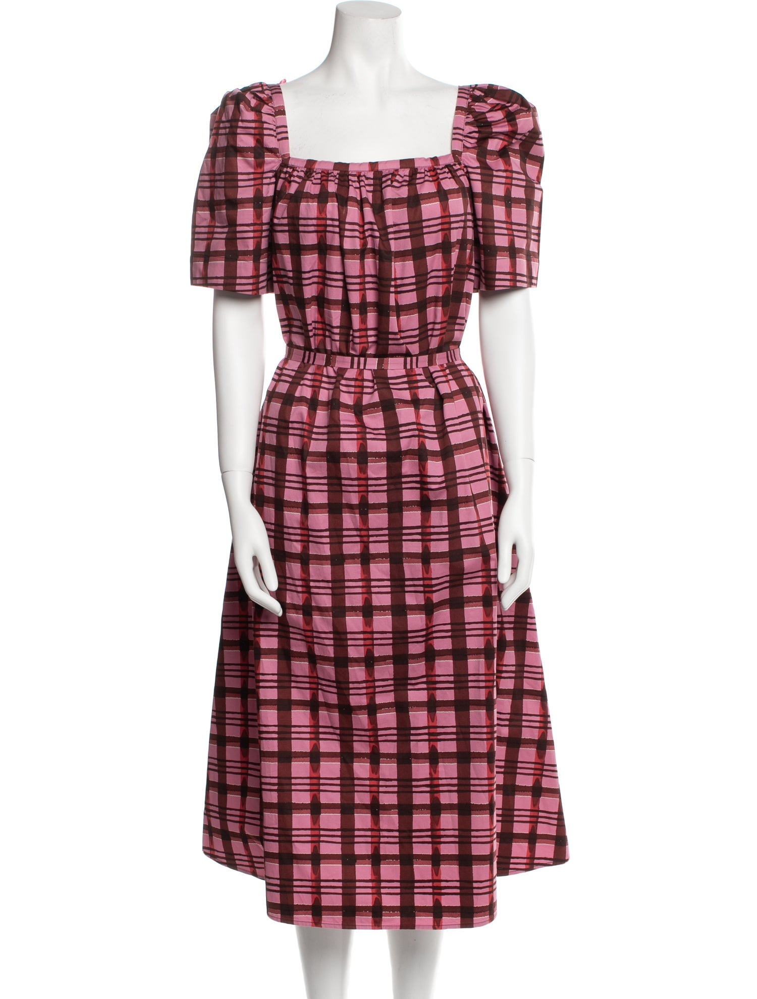 Baum und Pferdgarten Plaid Print Long Dress