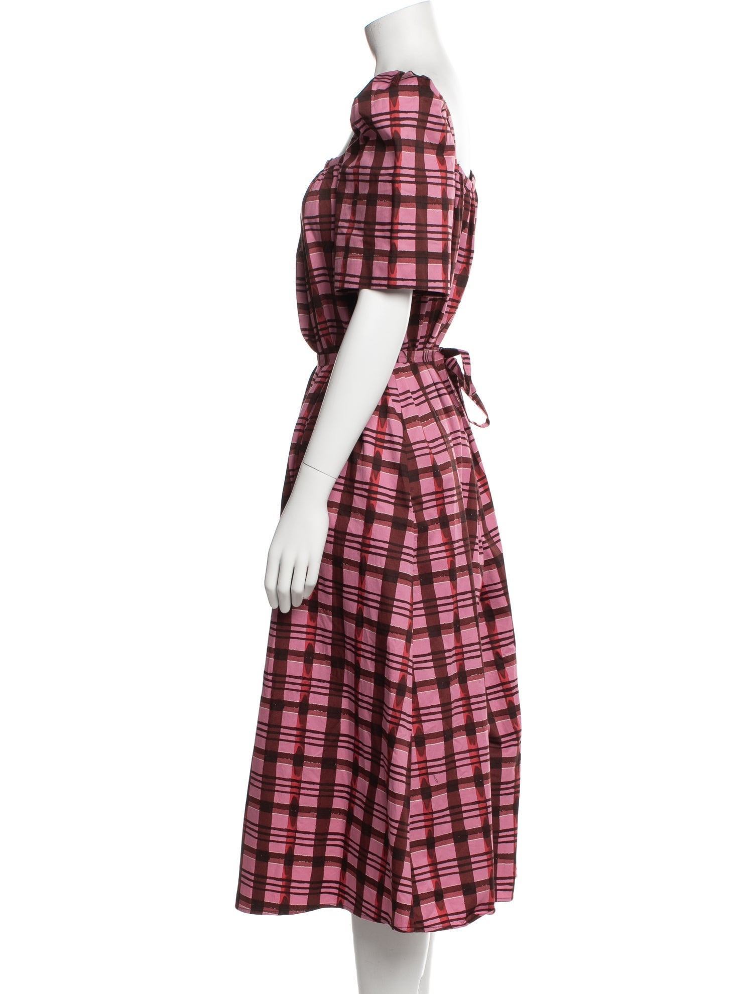 Baum und Pferdgarten Plaid Print Long Dress