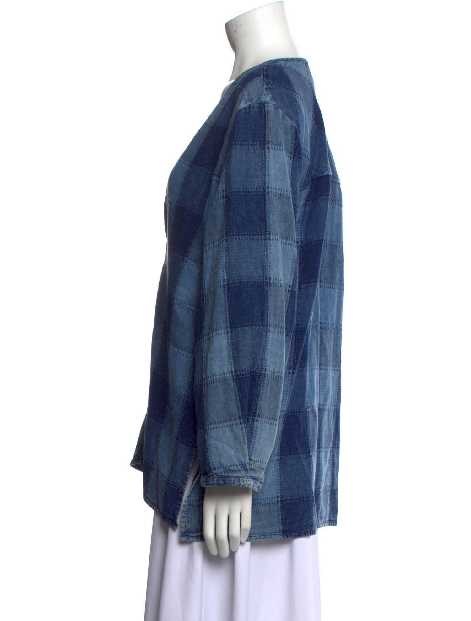 Baum und Pferdgarten Plaid Print V-Neck Blouse