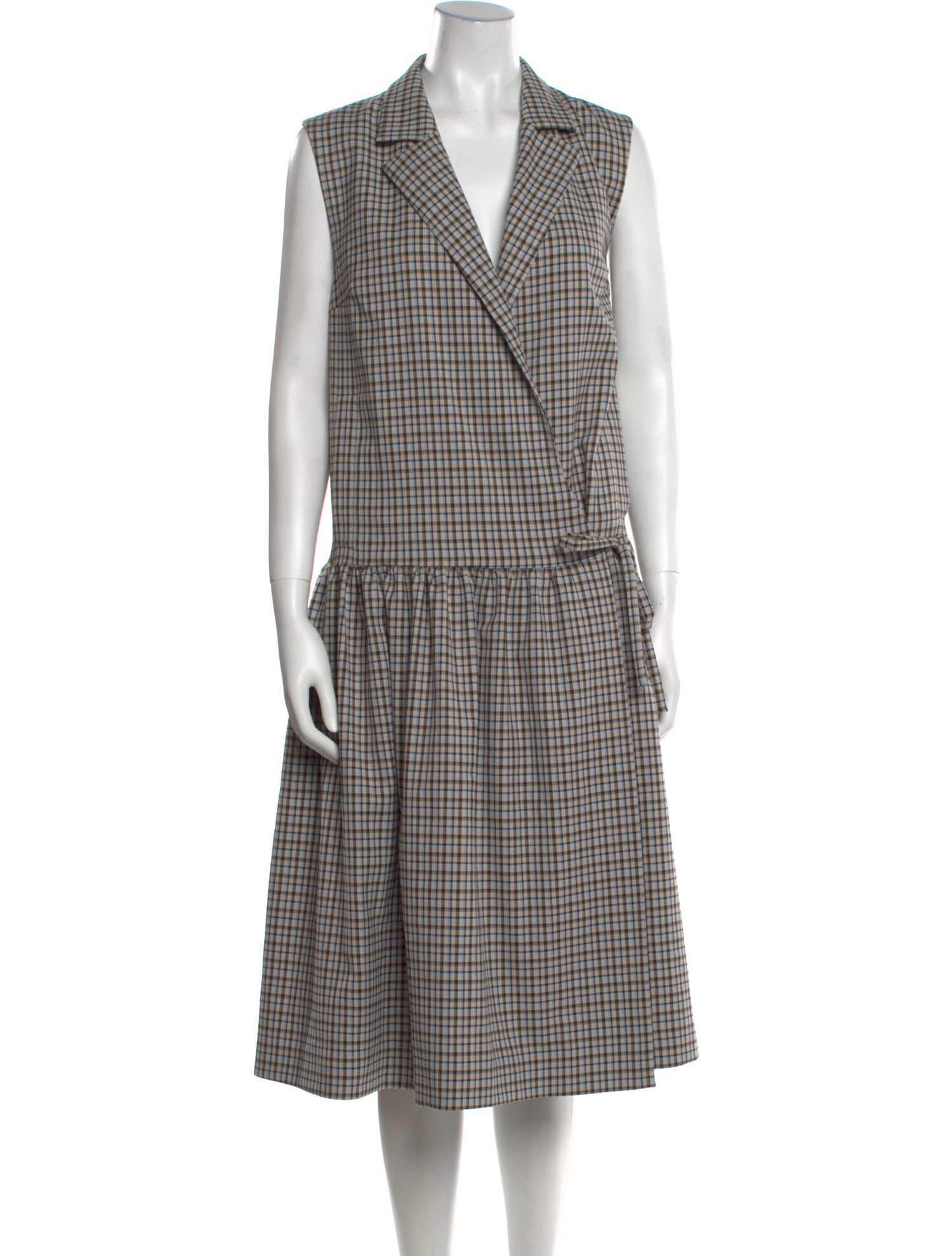 Baum und Pferdgarten Plaid Print Midi Length Dress