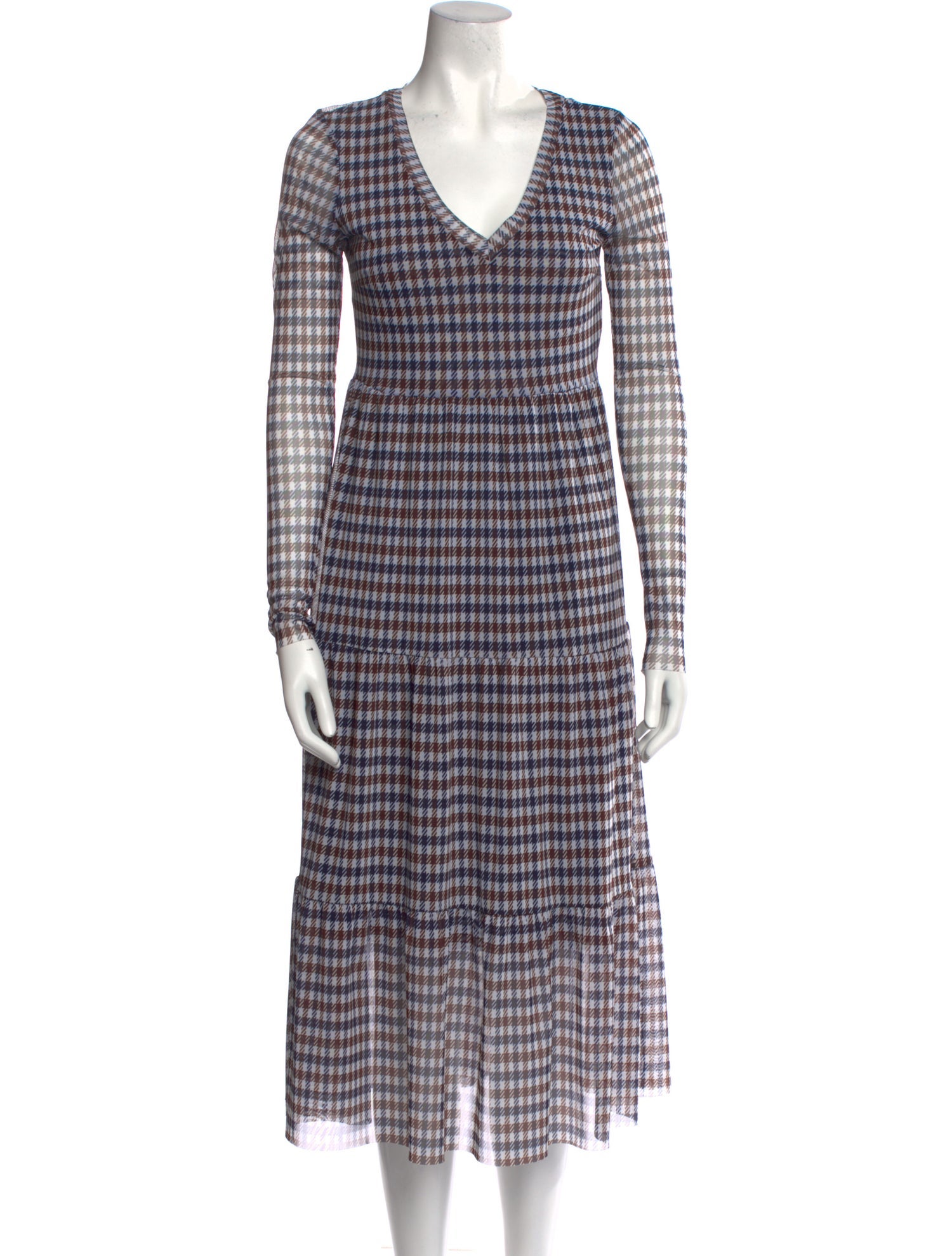 Baum und Pferdgarten Plaid Print Midi Length Dress