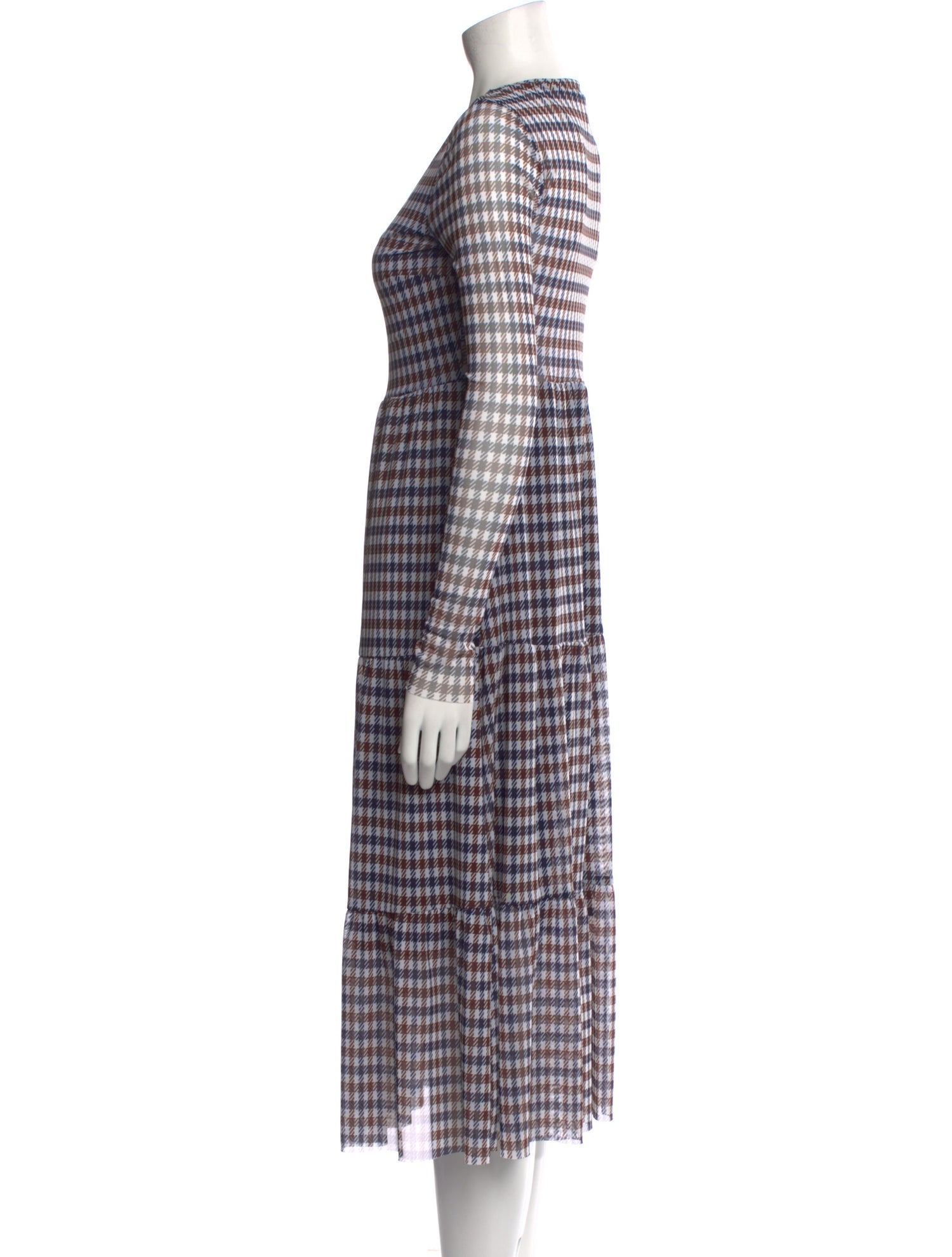 Baum und Pferdgarten Plaid Print Midi Length Dress