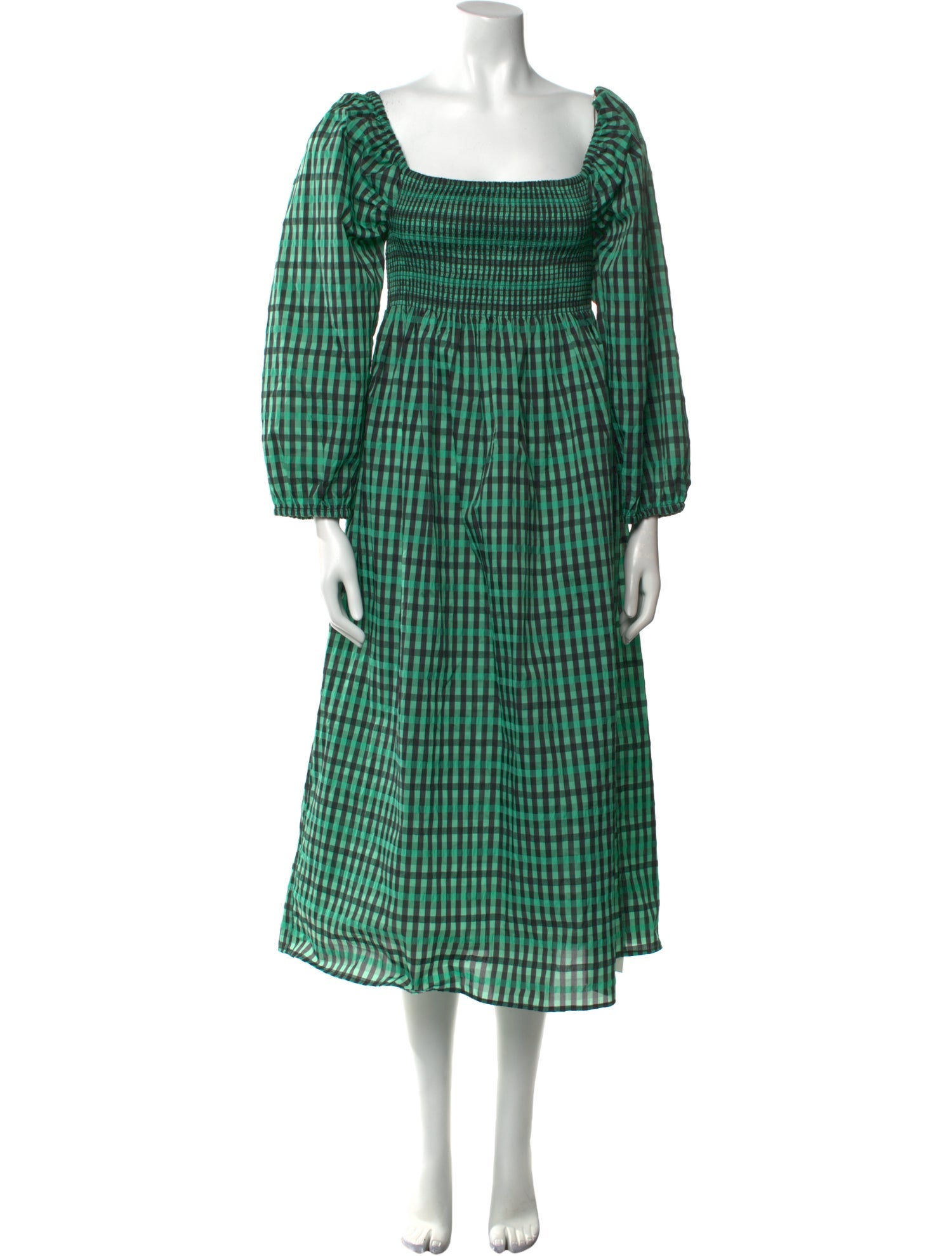 Baum und Pferdgarten Plaid Print Midi Length Dress