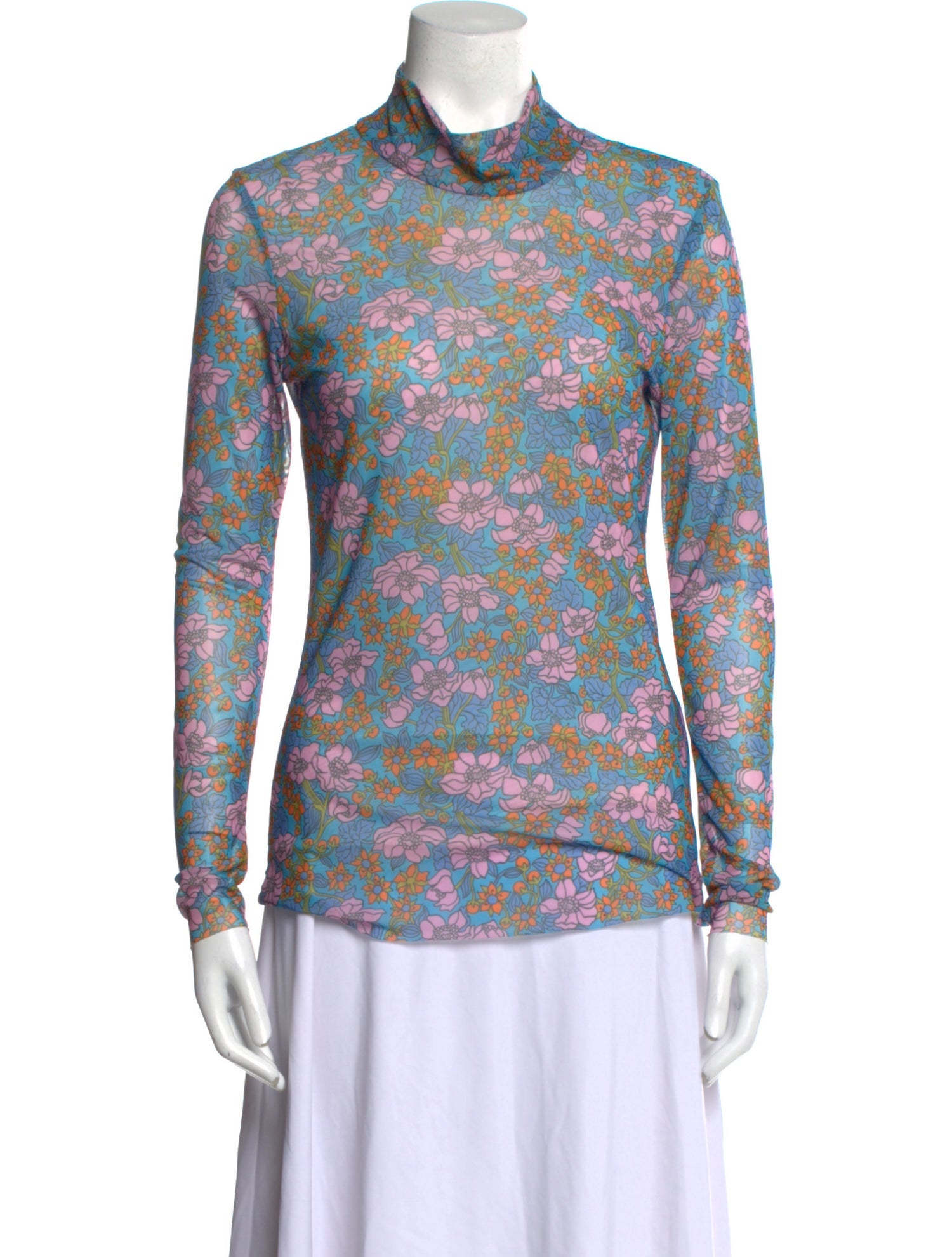 Baum und Pferdgarten Floral Print Mock Neck Button-Up Top