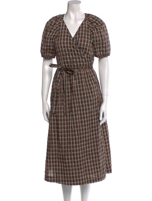 Baum und Pferdgarten Plaid Print Long Dress