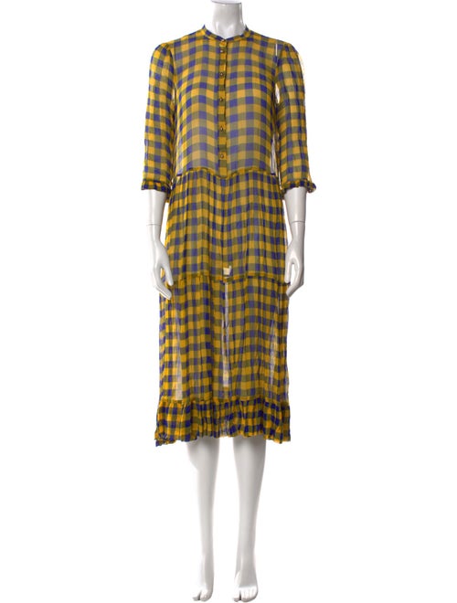 Baum und Pferdgarten Plaid Print Midi Length Dress