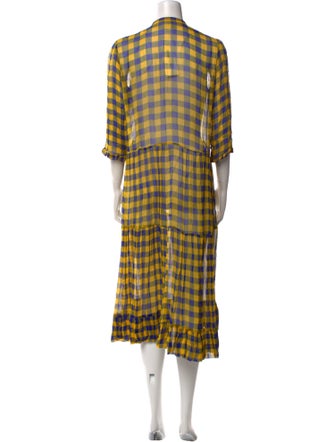 Baum und Pferdgarten Plaid Print Midi Length Dress