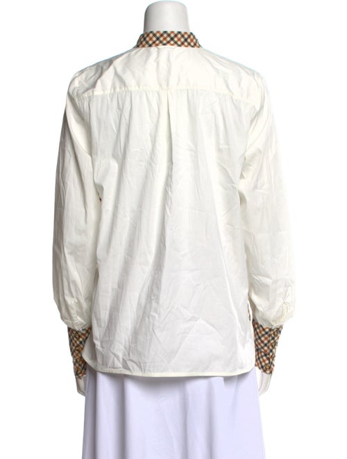 Baum und Pferdgarten Plaid Print Mock Neck Button-Up Top