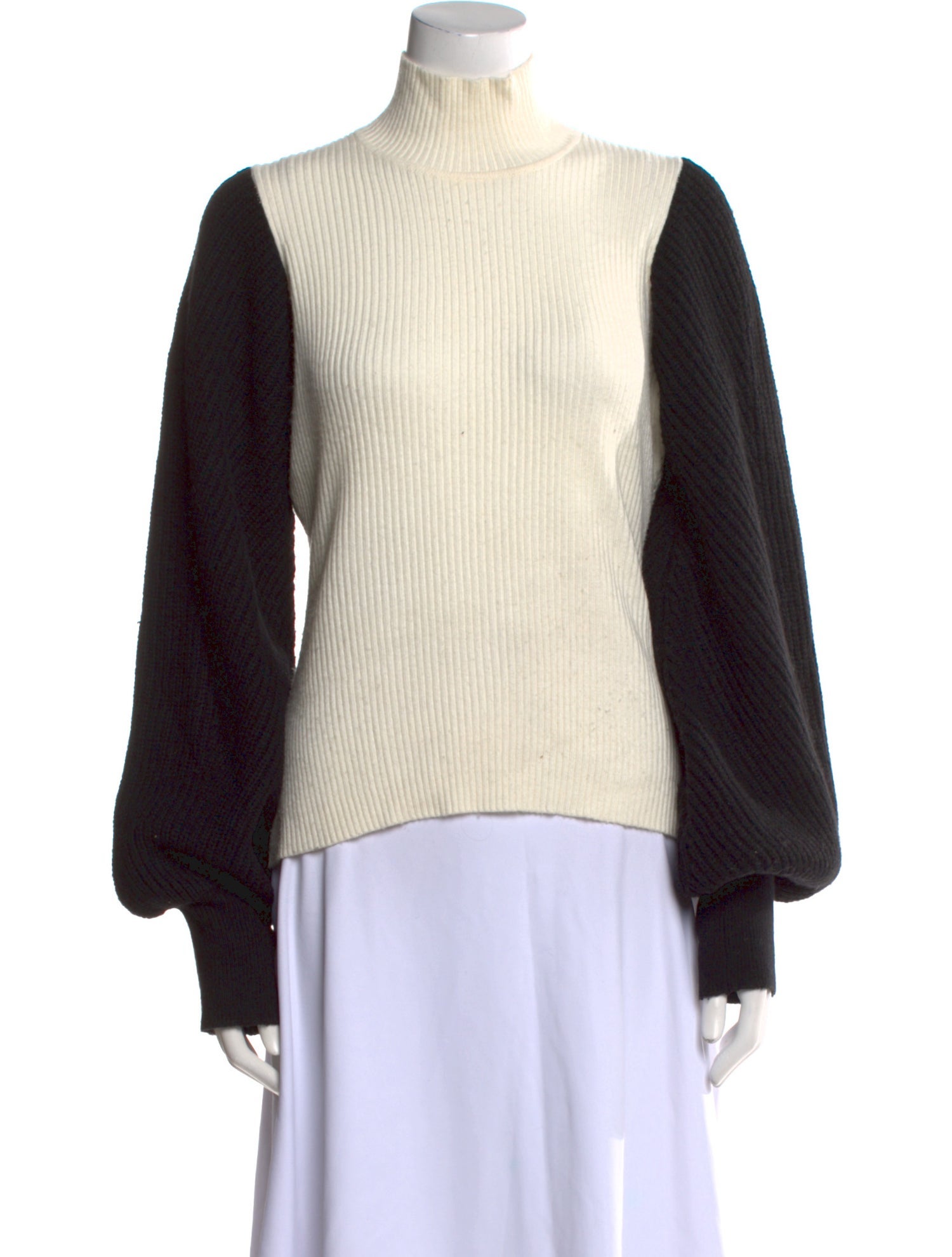 Baum und Pferdgarten Colorblock Pattern Mock Neck Sweater