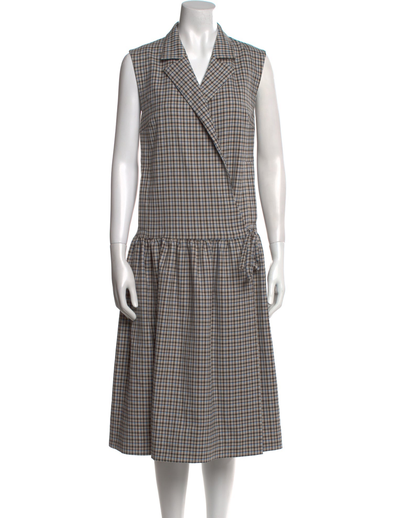Baum und Pferdgarten Plaid Print Midi Length Dress
