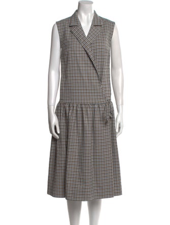 Baum und Pferdgarten Plaid Print Midi Length Dress