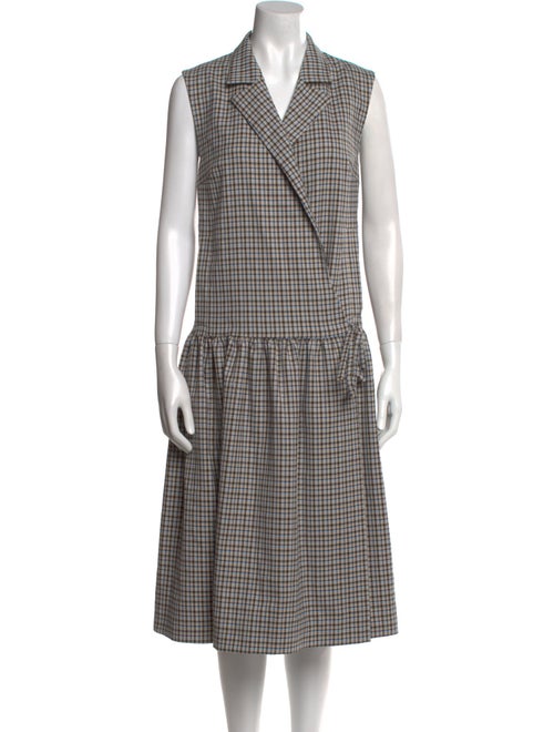Baum und Pferdgarten Plaid Print Midi Length Dress
