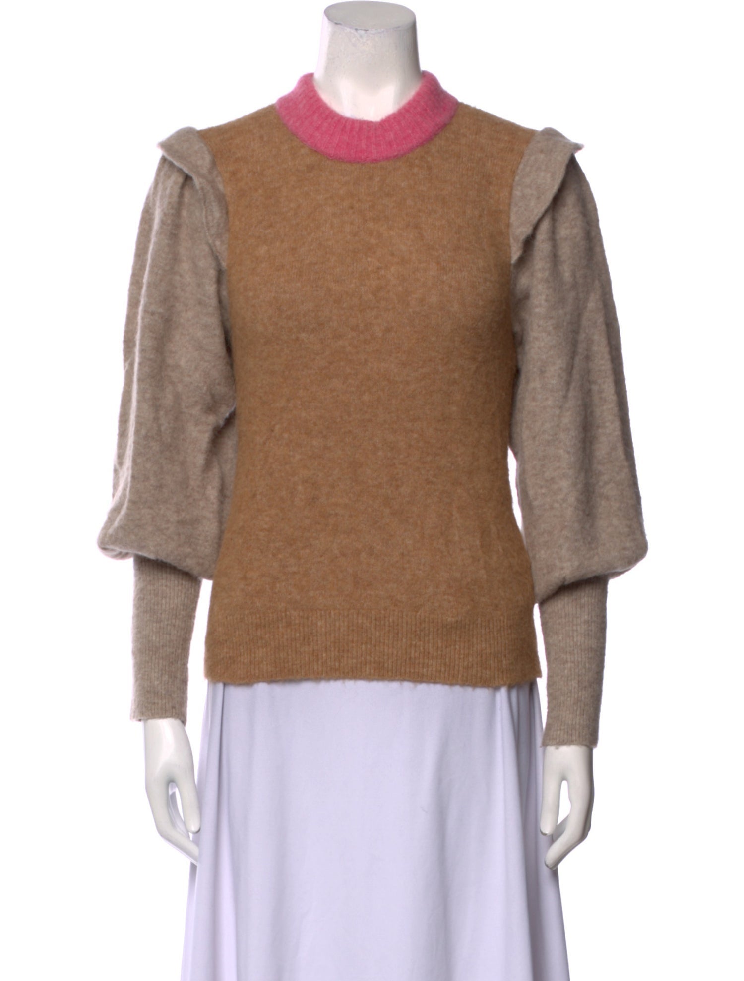 Baum und Pferdgarten Colorblock Pattern Mock Neck Sweater