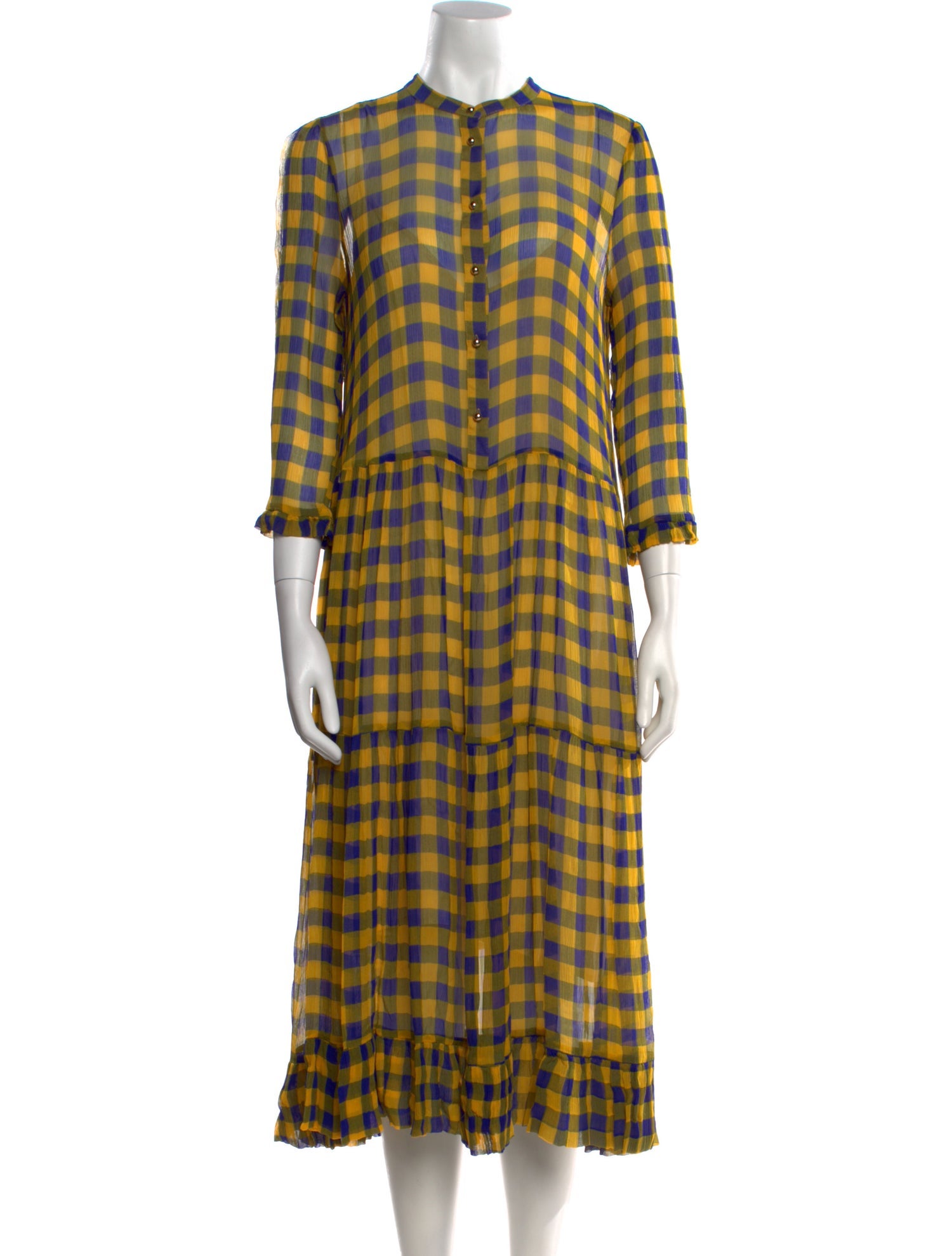 Baum und Pferdgarten Plaid Print Long Dress