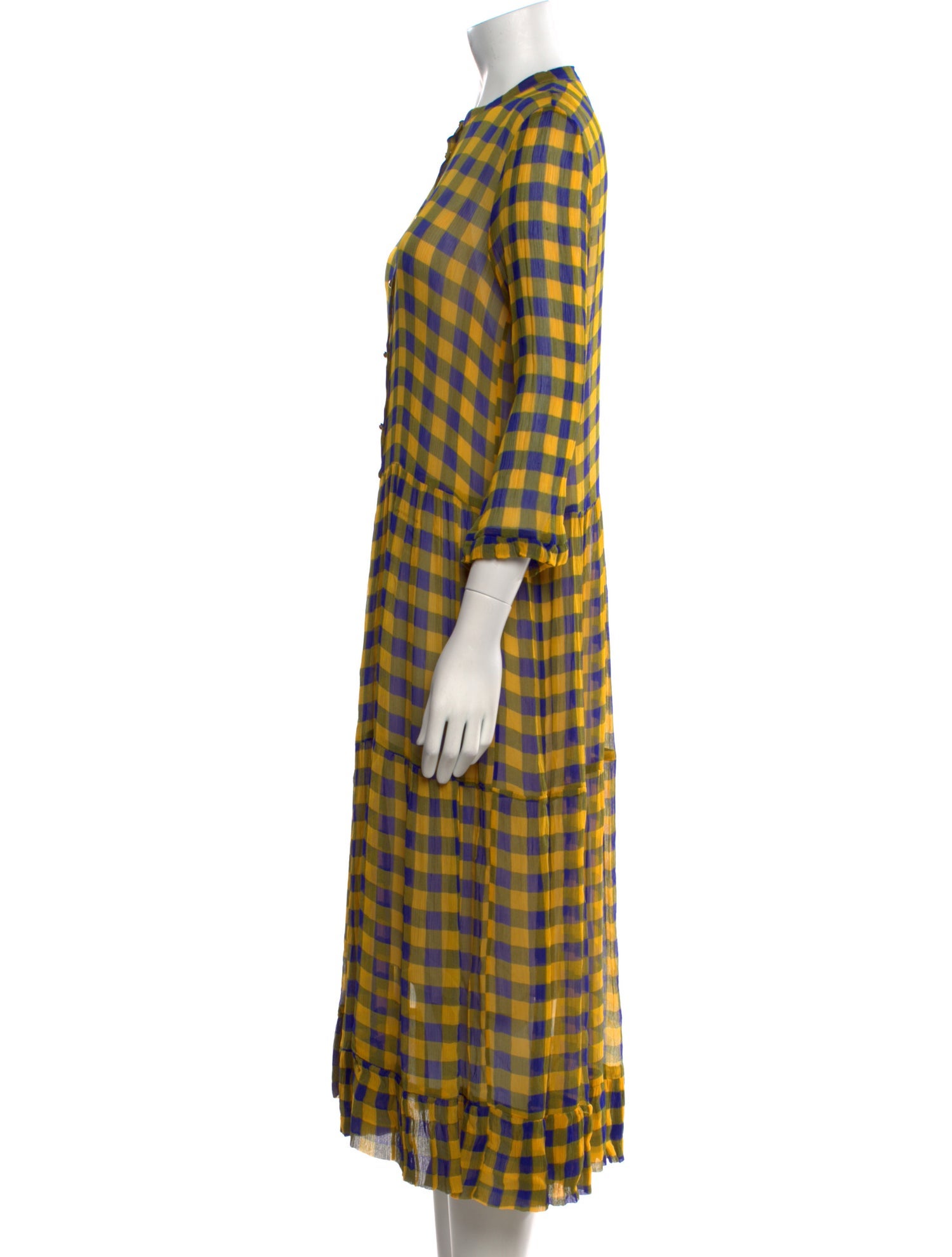 Baum und Pferdgarten Plaid Print Long Dress