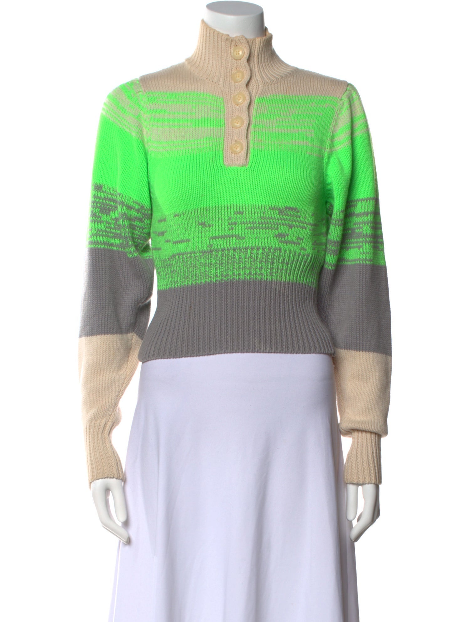 Baum und Pferdgarten Colorblock Pattern Mock Neck Sweater