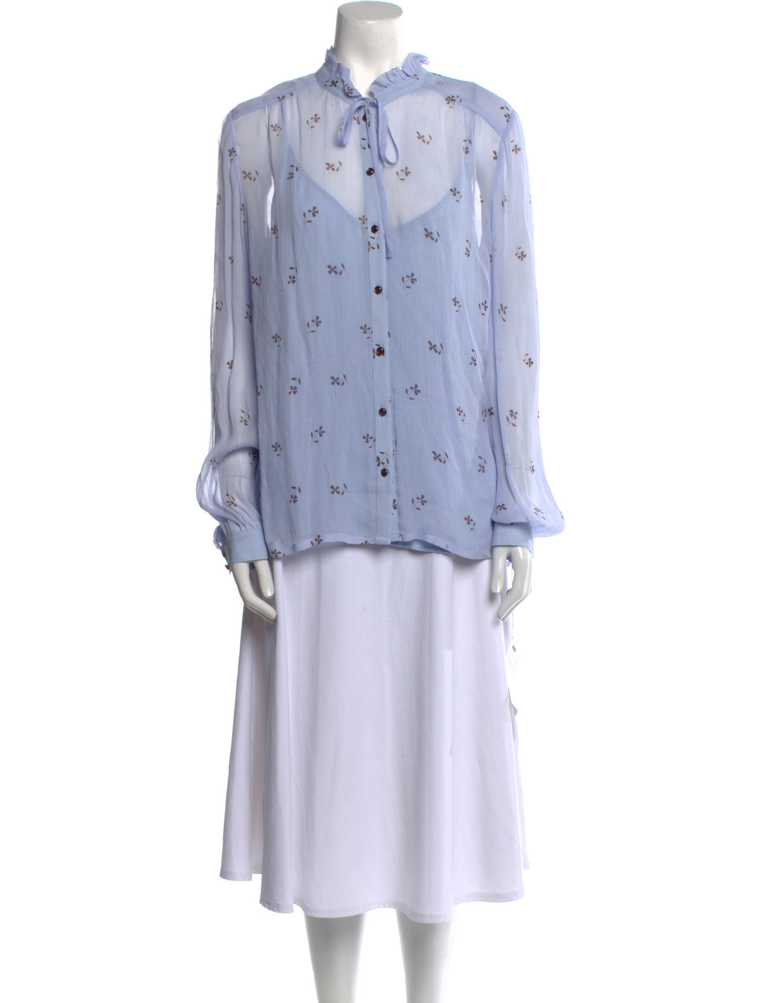 Baum und Pferdgarten Silk Printed Button-Up Top