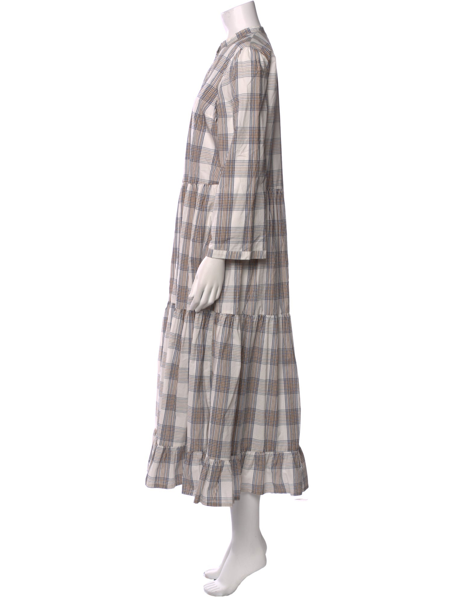 Baum und Pferdgarten Plaid Print Long Dress