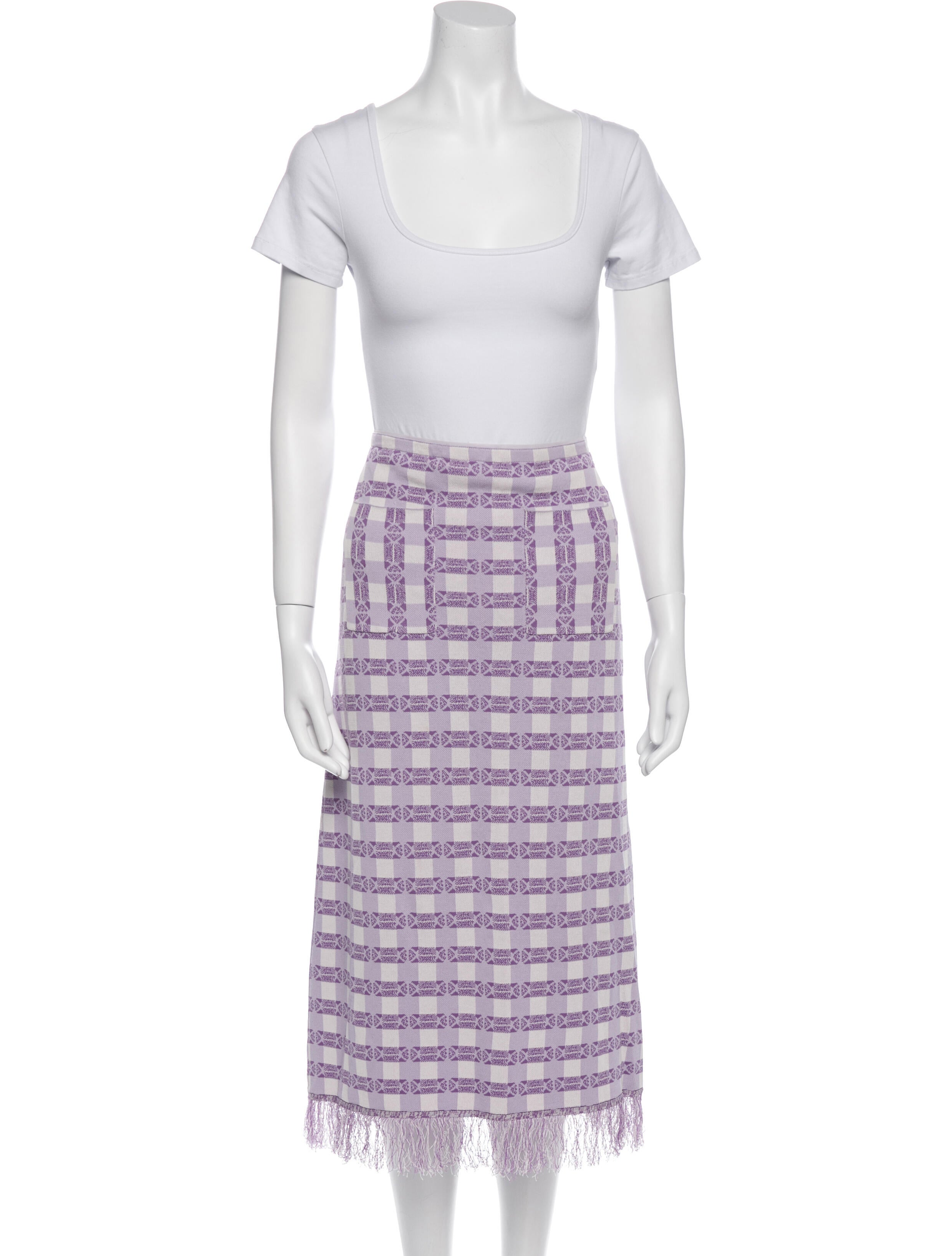 Baum und Pferdgarten Plaid Print Fringe Trim Accent Skirt Set