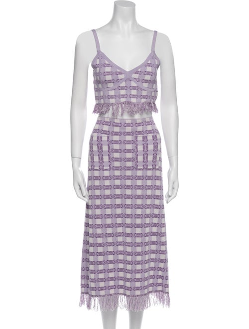 Baum und Pferdgarten Plaid Print Fringe Trim Accent Skirt Set