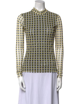 Baum und Pferdgarten Plaid Print Mock Neck Top