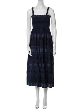 Baum und Pferdgarten Plaid Print Long Dress