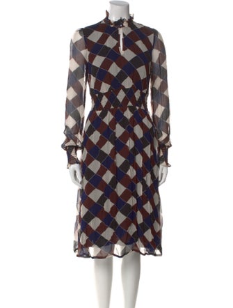 Baum und Pferdgarten Plaid Print Midi Length Dress