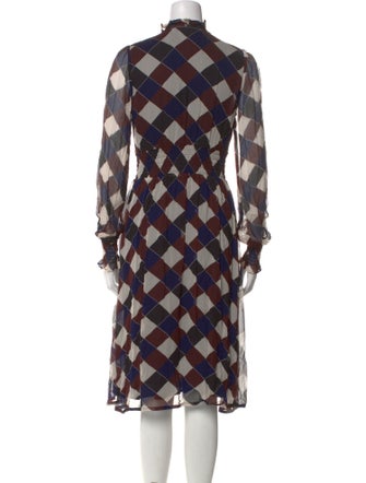Baum und Pferdgarten Plaid Print Midi Length Dress