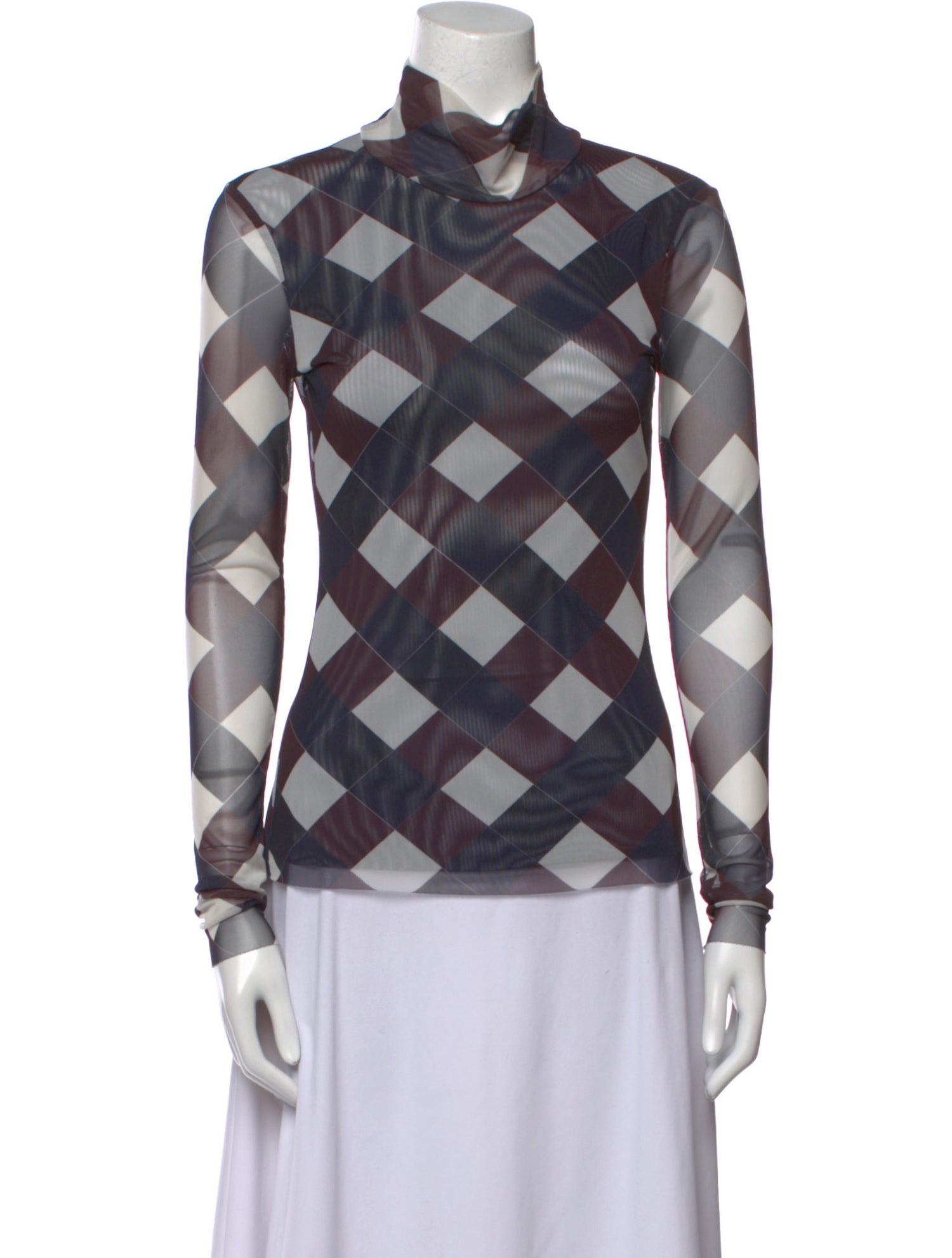 Baum und Pferdgarten Plaid Print Turtleneck Blouse