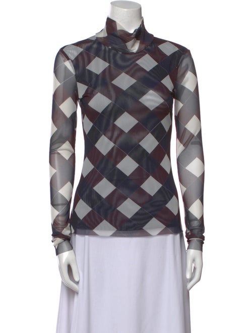 Baum und Pferdgarten Plaid Print Turtleneck Blouse