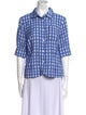 Baum und Pferdgarten Plaid Print Short Sleeve Button-Up Top