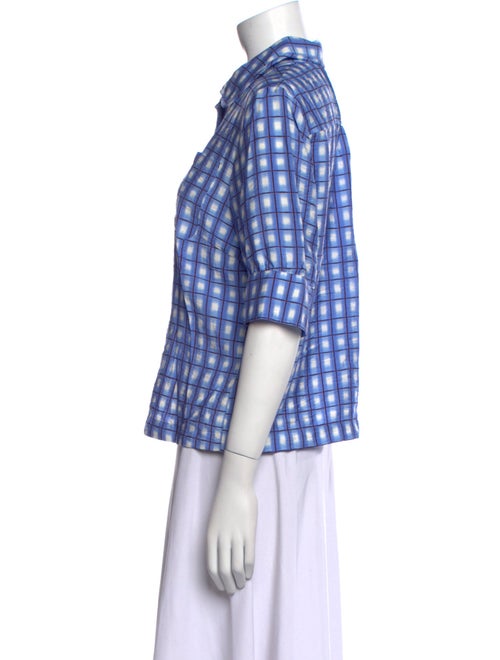 Baum und Pferdgarten Plaid Print Short Sleeve Button-Up Top