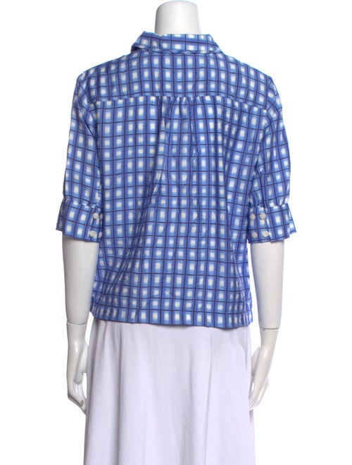 Baum und Pferdgarten Plaid Print Short Sleeve Button-Up Top